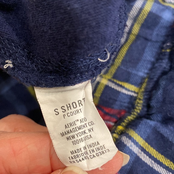 Aerie red blue flannel plaid pajama pants Small Short Velvet Tie - Picture 7 of 11